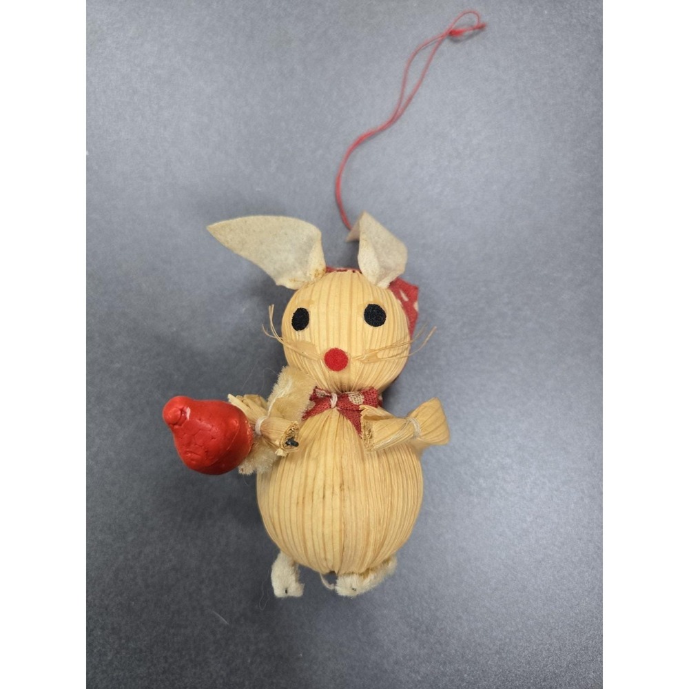 Corn Husk Mouse Vintage Christmas Ornament